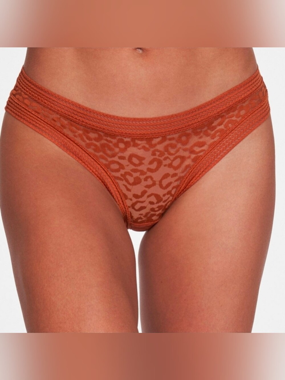"Demi" Frederick's Of Hollywood Lace Bonbay Brown Thong Size 1X